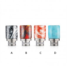 TURQUOISE STONE & STAINLESS STEEL STUBBY WIDE BORE 510 DRIP TIP - 4 COLOR